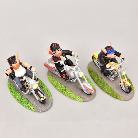 Road Hogs Collection Lot of 3 Harley Davidson Figurines Motorcycle Pigs Bike - Picture 1 of 6